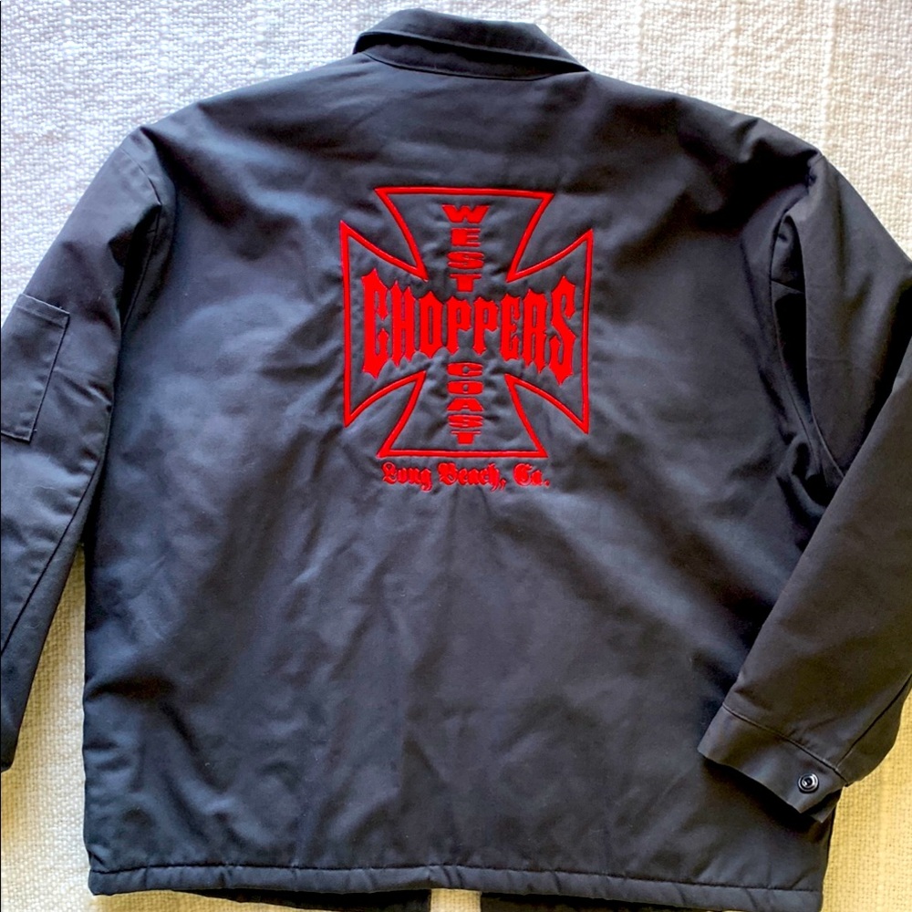 WEST COAST CHOPPERS MOTORCYCLE LBC VINTAGE WORK MECHANIC JACKET SIZE XX LARGE